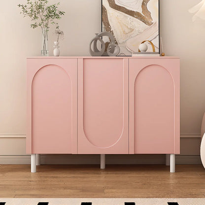 Modern Pink Wood Shoe Cabinet 3-Door Storage Unit