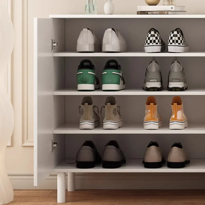 Modern Pink Wood Shoe Cabinet 3-Door Storage Unit