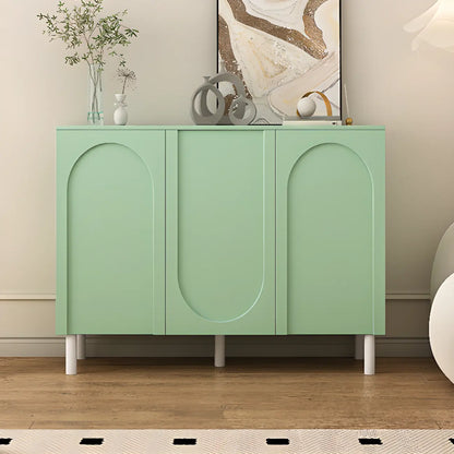 Modern Pink Wood Shoe Cabinet 3-Door Storage Unit