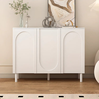 Modern Pink Wood Shoe Cabinet 3-Door Storage Unit