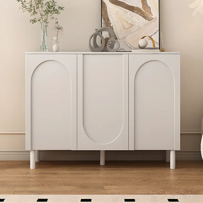 Modern Pink Wood Shoe Cabinet 3-Door Storage Unit