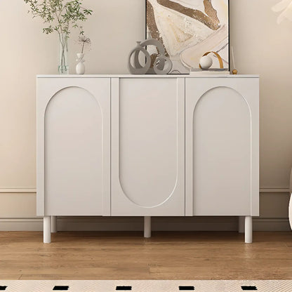 Modern Pink Wood Shoe Cabinet 3-Door Storage Unit