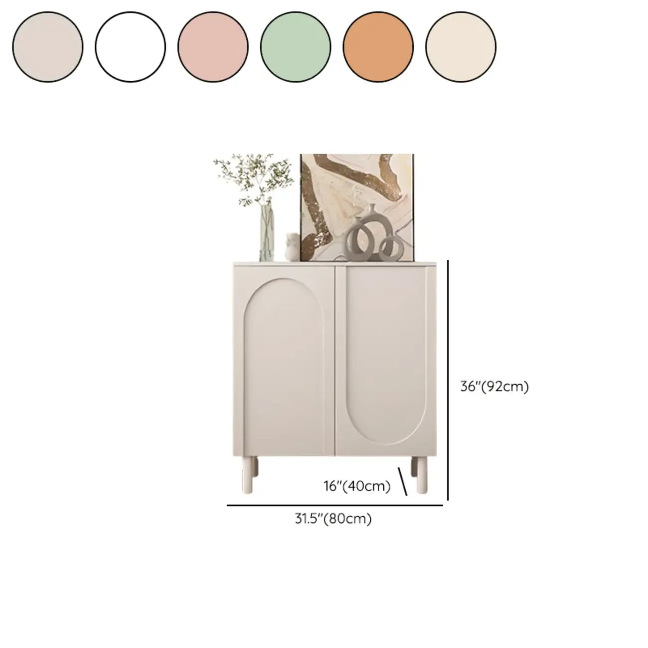 Modern Pink Wood Shoe Cabinet 3-Door Storage Unit