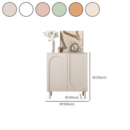 Modern Pink Wood Shoe Cabinet 3-Door Storage Unit