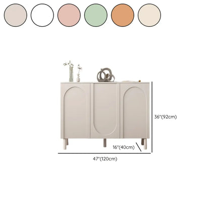 Modern Pink Wood Shoe Cabinet 3-Door Storage Unit