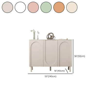 Modern Pink Wood Shoe Cabinet 3-Door Storage Unit