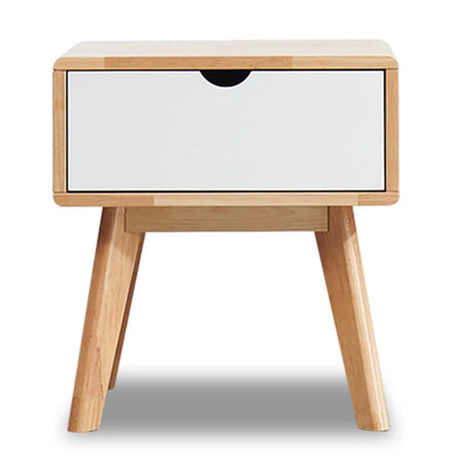 Scandinavian Rubberwood Nightstand with Drawers