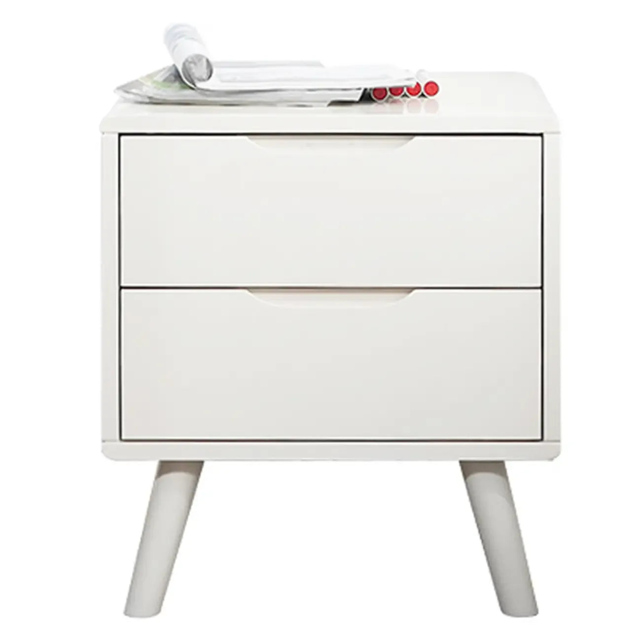 Scandinavian Rubberwood Nightstand with Drawers