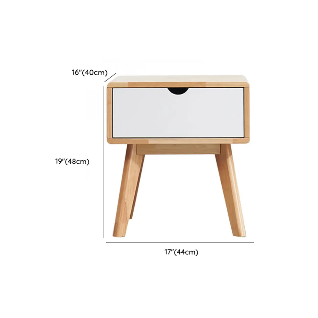 Scandinavian Rubberwood Nightstand with Drawers