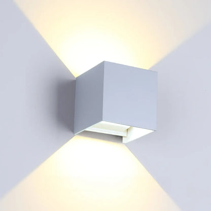 Aluminum Cube Solid Color Adjustable Up Down Outdoor Wall Sconce