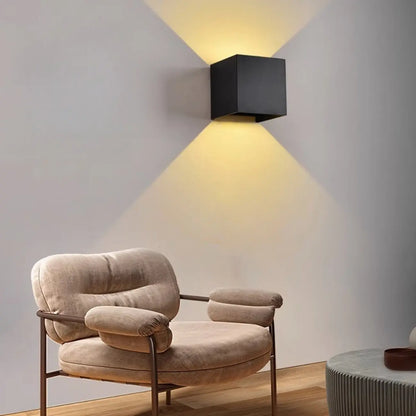 Aluminum Cube Solid Color Adjustable Up Down Outdoor Wall Sconce