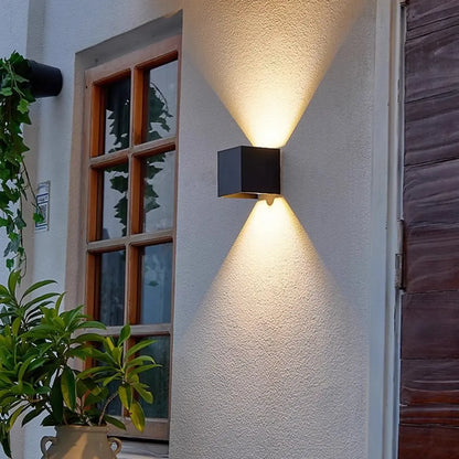 Aluminum Cube Solid Color Adjustable Up Down Outdoor Wall Sconce