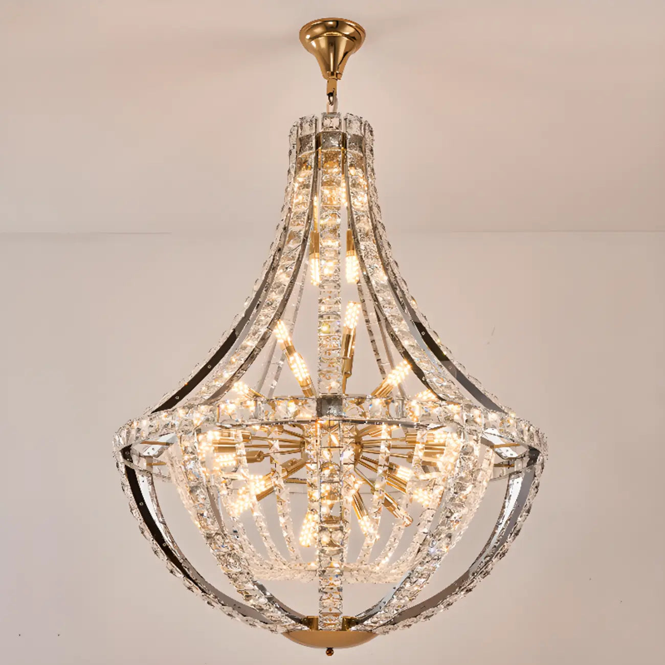 Gold Sphere Glamorous Crystal Stairwell Chandelier