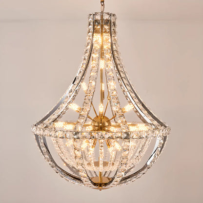 Gold Sphere Glamorous Crystal Stairwell Chandelier