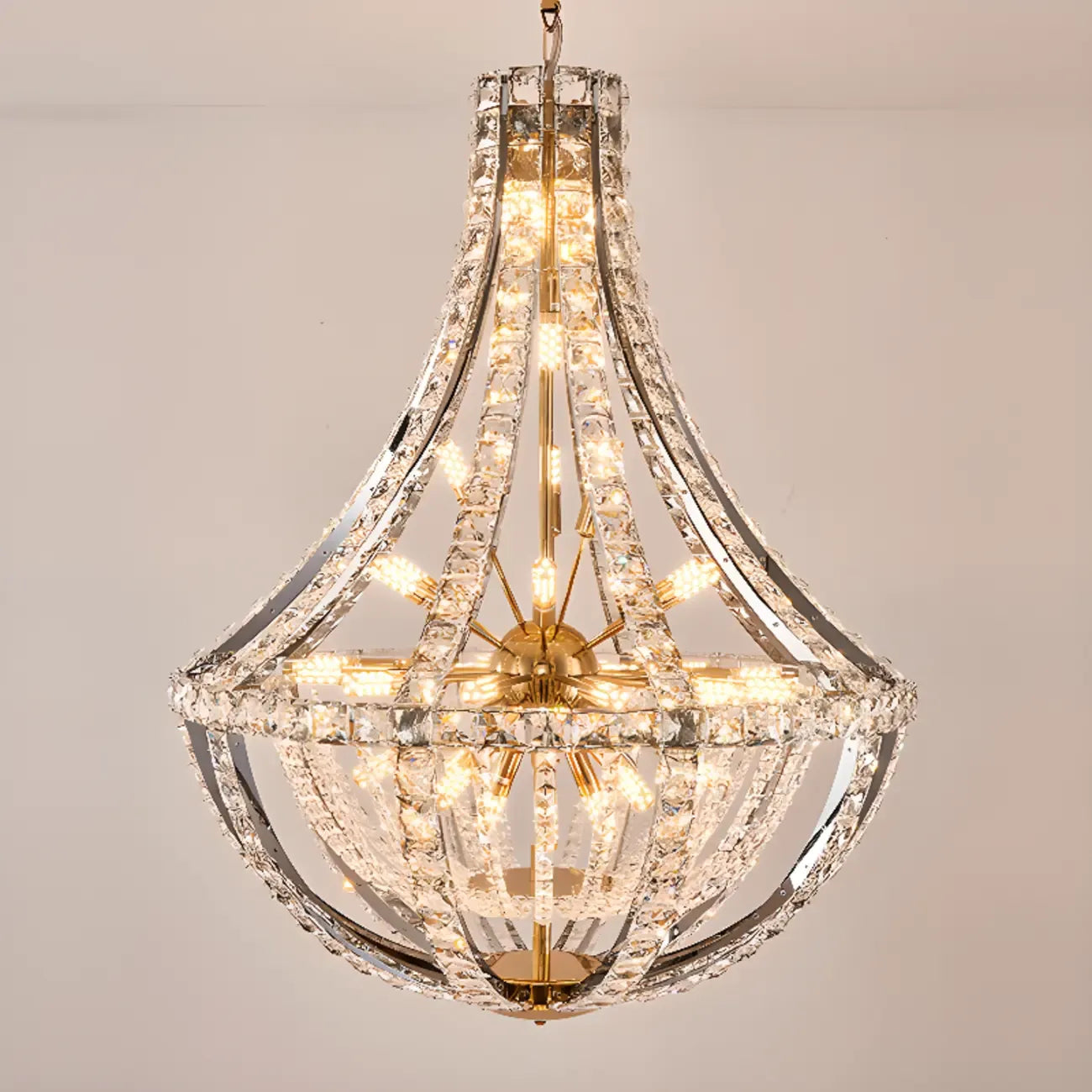 Gold Sphere Glamorous Crystal Stairwell Chandelier