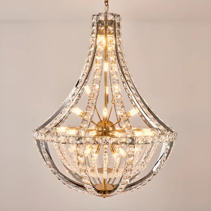 Gold Sphere Glamorous Crystal Stairwell Chandelier