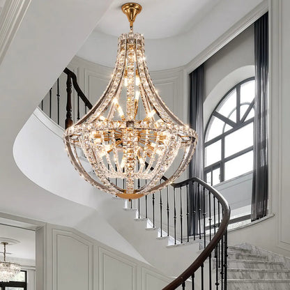 Gold Sphere Glamorous Crystal Stairwell Chandelier