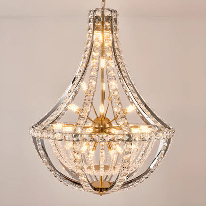 Gold Sphere Glamorous Crystal Stairwell Chandelier