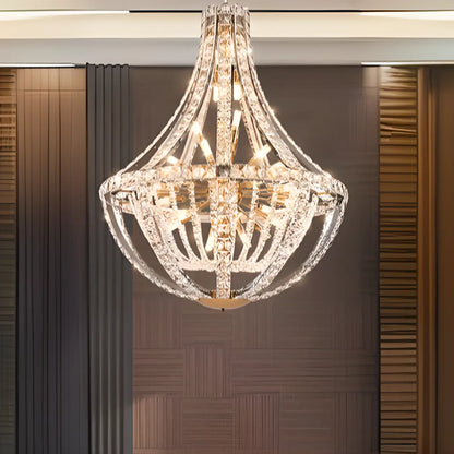 Gold Sphere Glamorous Crystal Stairwell Chandelier