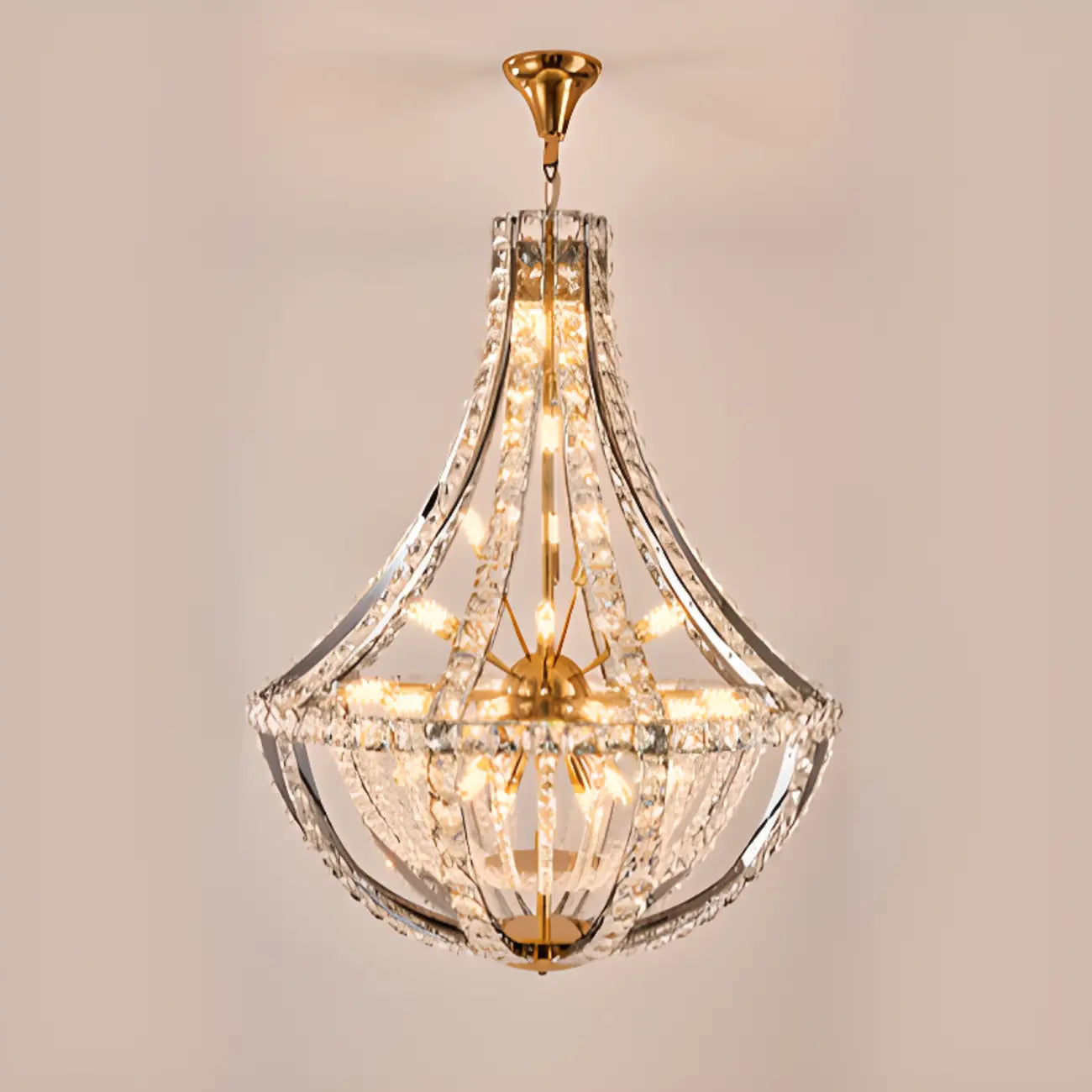 Gold Sphere Glamorous Crystal Stairwell Chandelier