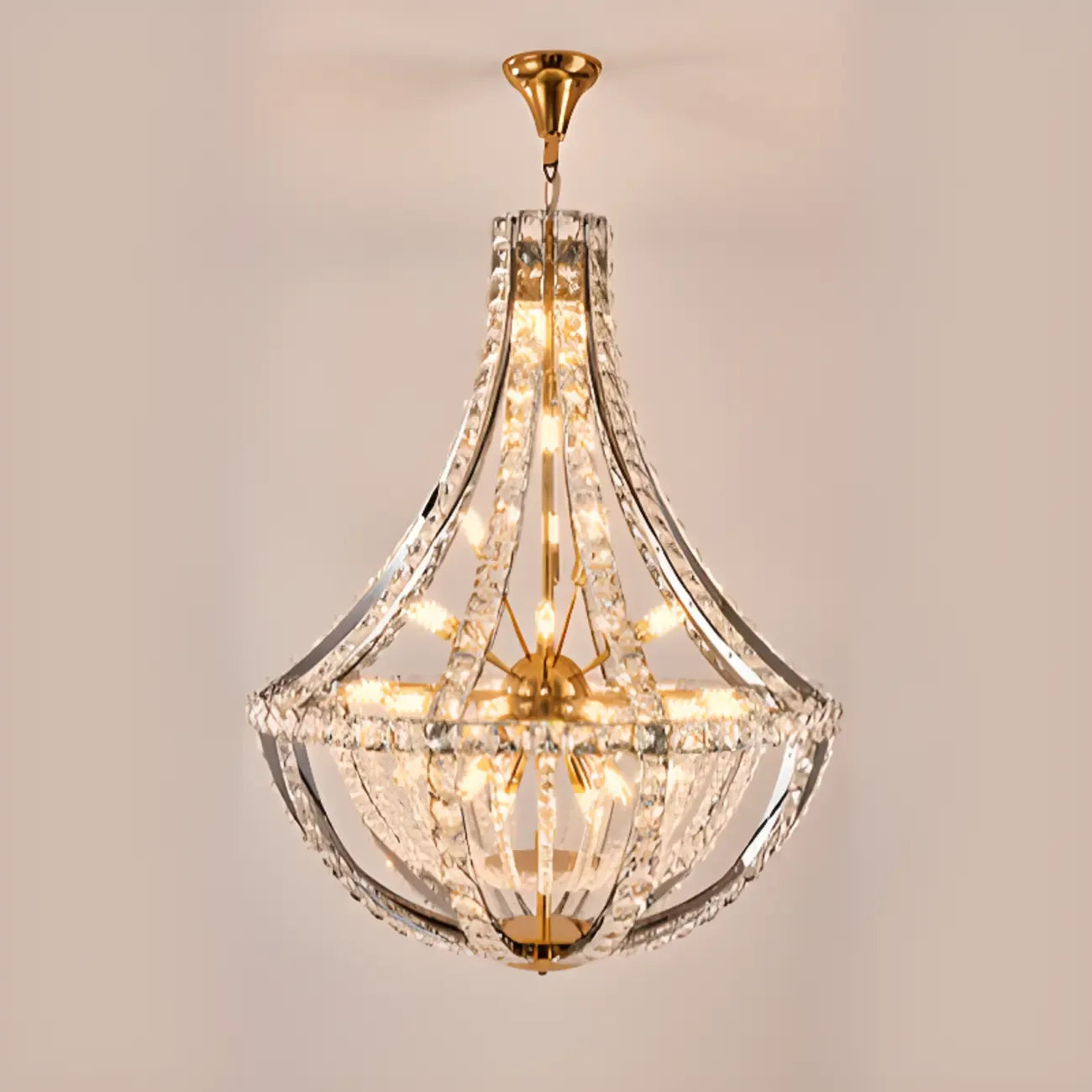 Gold Sphere Glamorous Crystal Stairwell Chandelier