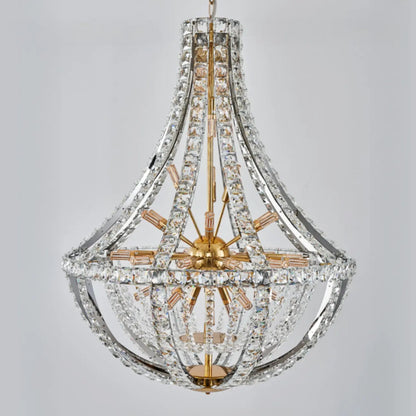 Gold Sphere Glamorous Crystal Stairwell Chandelier