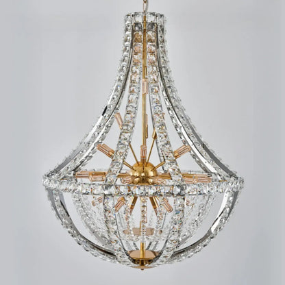 Gold Sphere Glamorous Crystal Stairwell Chandelier