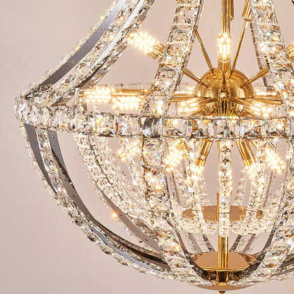 Gold Sphere Glamorous Crystal Stairwell Chandelier