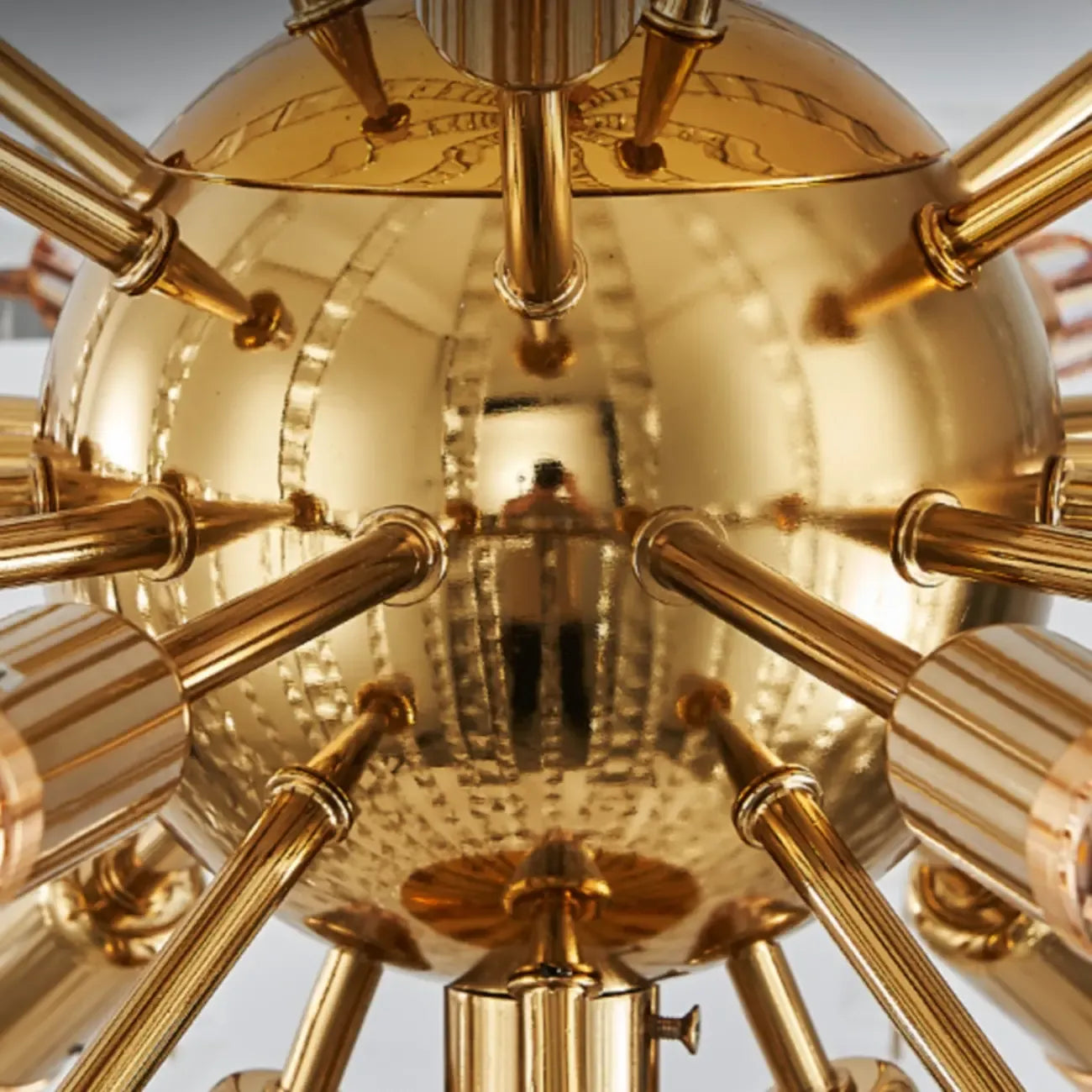 Gold Sphere Glamorous Crystal Stairwell Chandelier