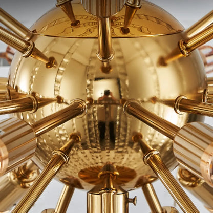 Gold Sphere Glamorous Crystal Stairwell Chandelier