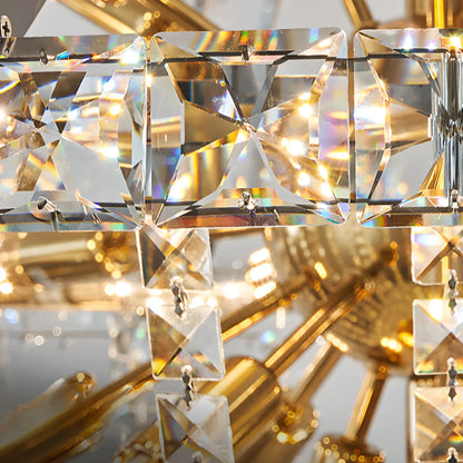 Gold Sphere Glamorous Crystal Stairwell Chandelier