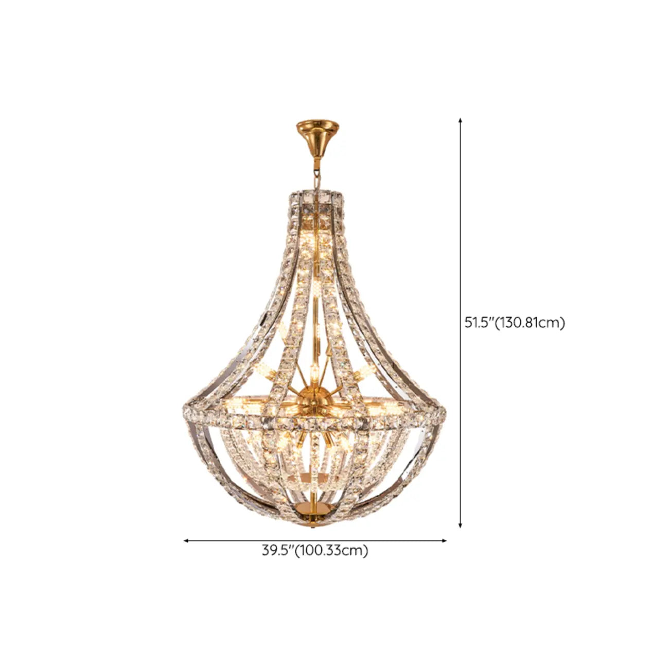 Gold Sphere Glamorous Crystal Stairwell Chandelier