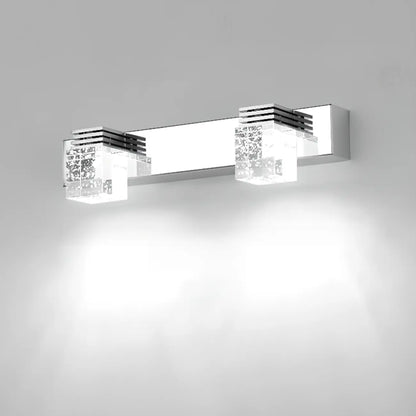 Rectangular Crystal Vanity Light Modern Silver LED for Bathroom