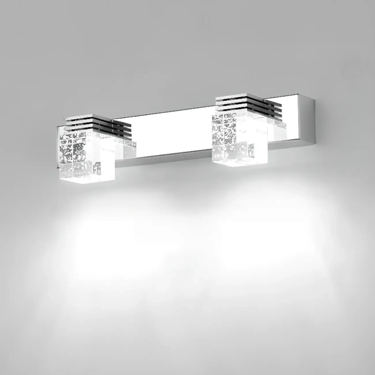 Rectangular Crystal Vanity Light Modern Silver LED for Bathroom