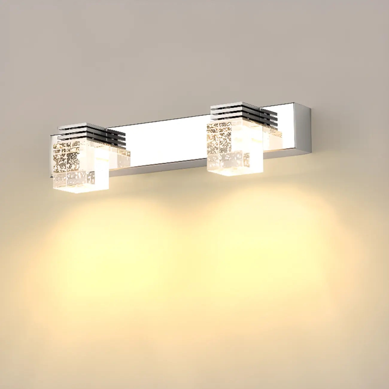 Rectangular Crystal Vanity Light Modern Silver LED for Bathroom