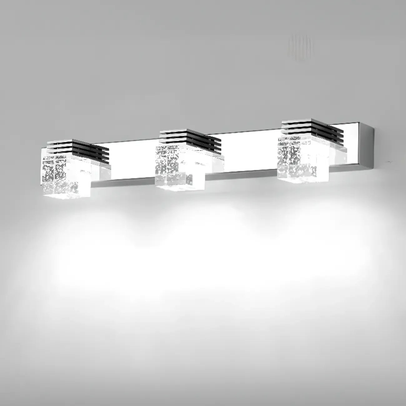Rectangular Crystal Vanity Light Modern Silver LED for Bathroom