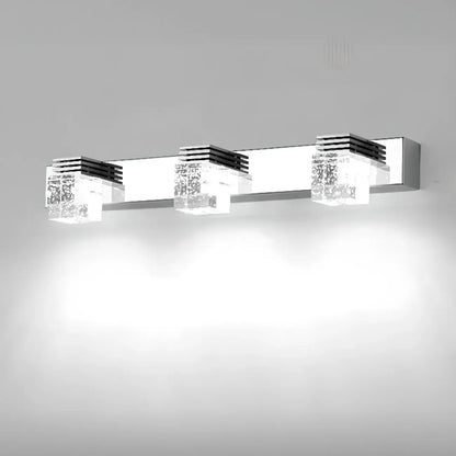 Rectangular Crystal Vanity Light Modern Silver LED for Bathroom
