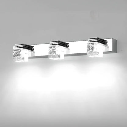 Rectangular Crystal Vanity Light Modern Silver LED for Bathroom