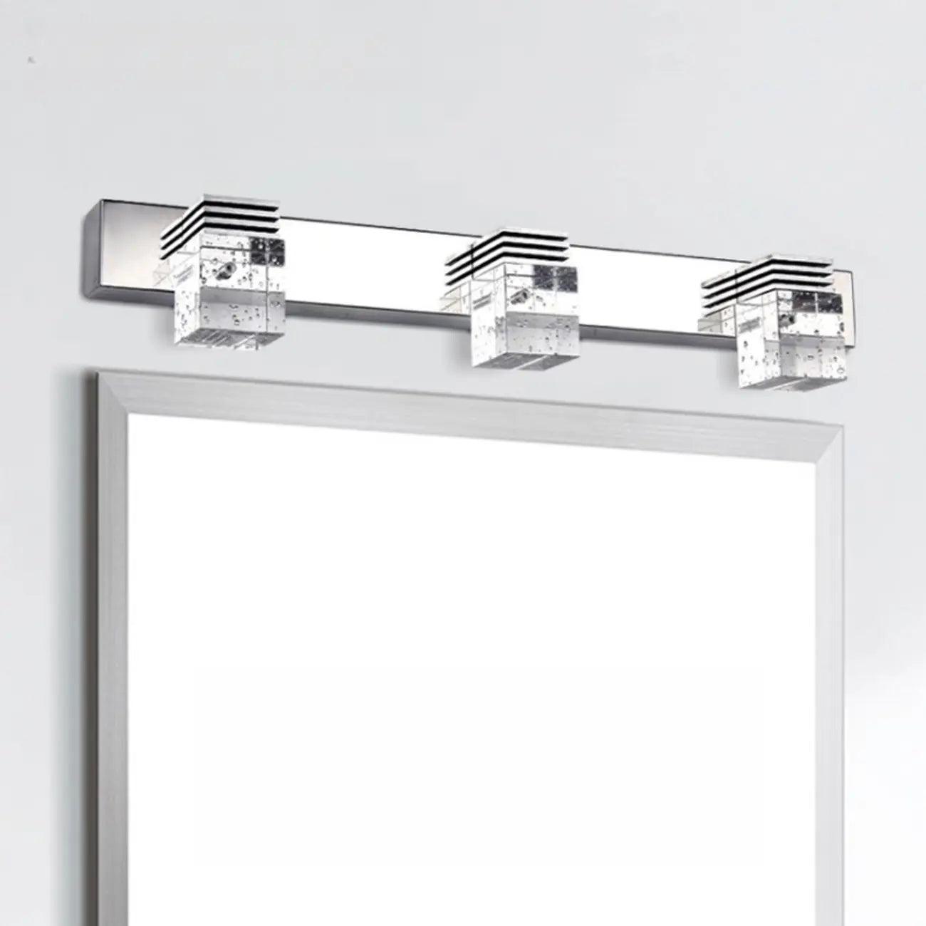 Rectangular Crystal Vanity Light Modern Silver LED for Bathroom