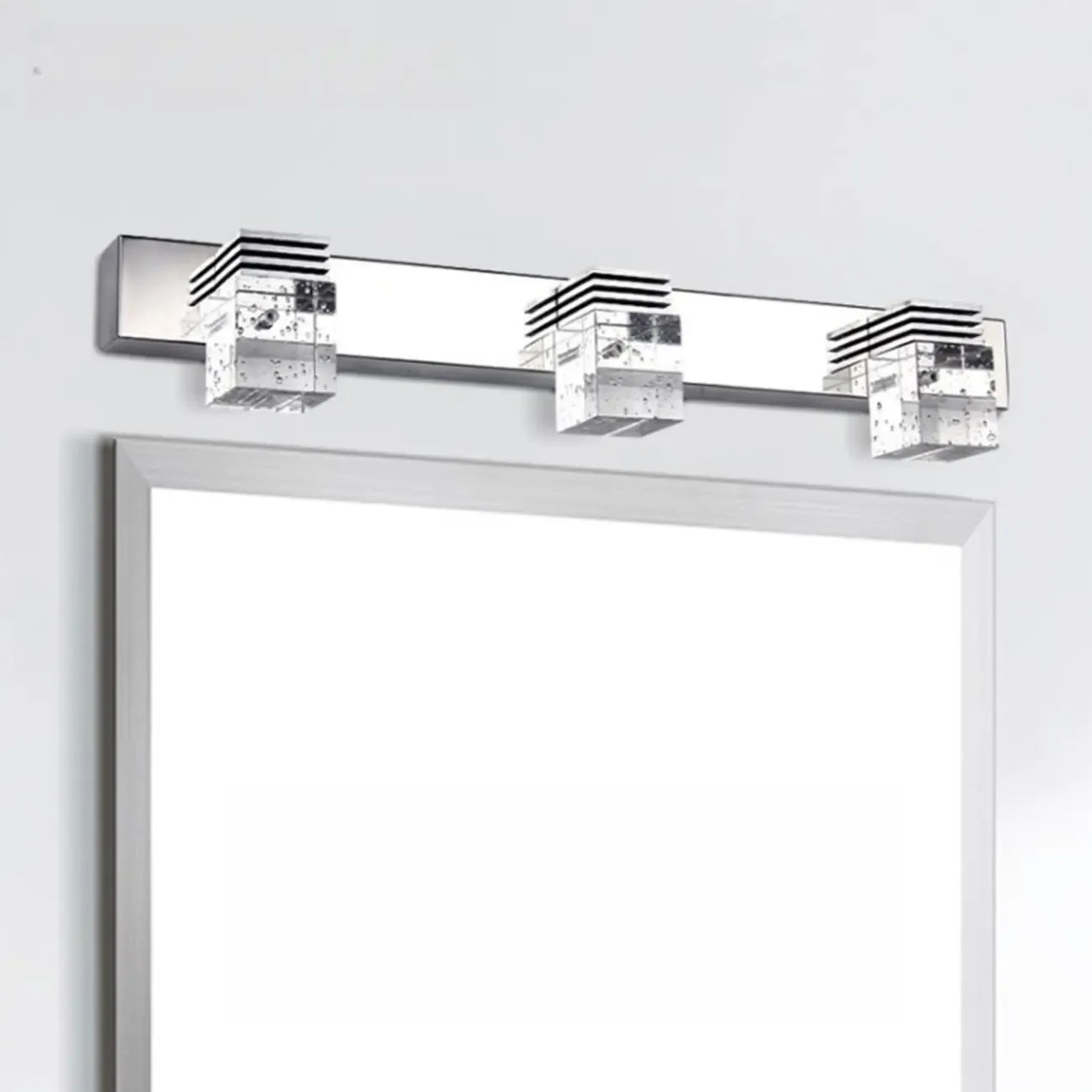 Rectangular Crystal Vanity Light Modern Silver LED for Bathroom