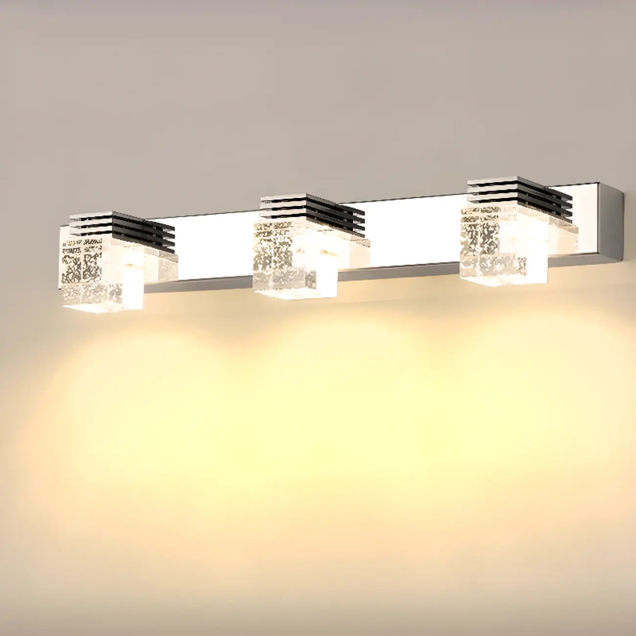 Rectangular Crystal Vanity Light Modern Silver LED for Bathroom