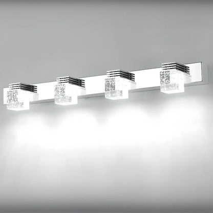 Rectangular Crystal Vanity Light Modern Silver LED for Bathroom