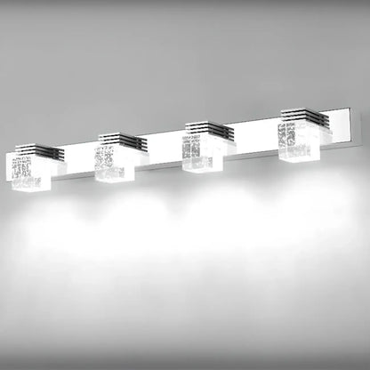 Rectangular Crystal Vanity Light Modern Silver LED for Bathroom