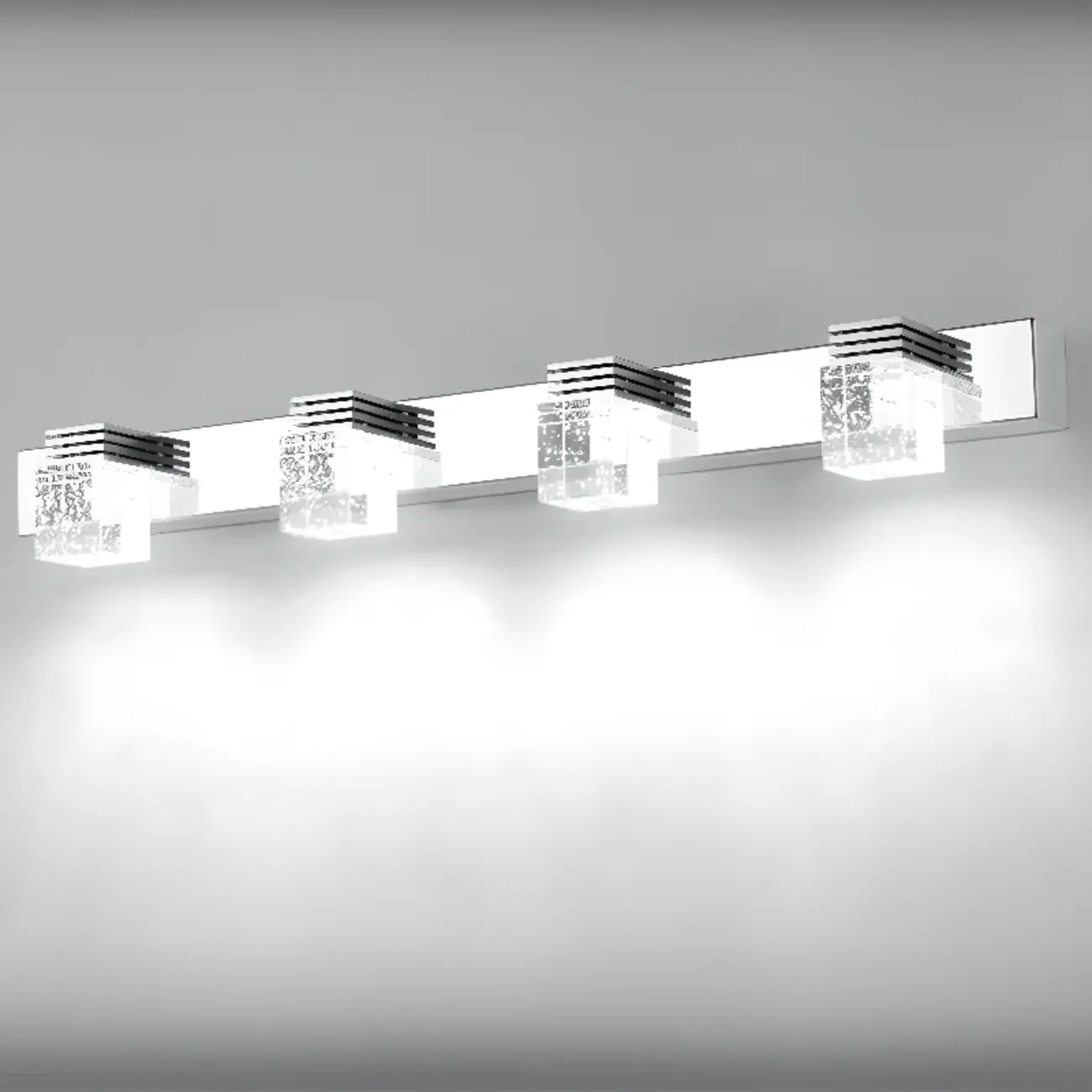 Rectangular Crystal Vanity Light Modern Silver LED for Bathroom