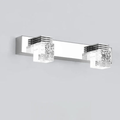 Rectangular Crystal Vanity Light Modern Silver LED for Bathroom