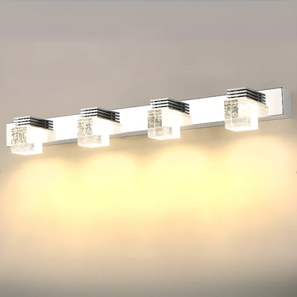 Rectangular Crystal Vanity Light Modern Silver LED for Bathroom
