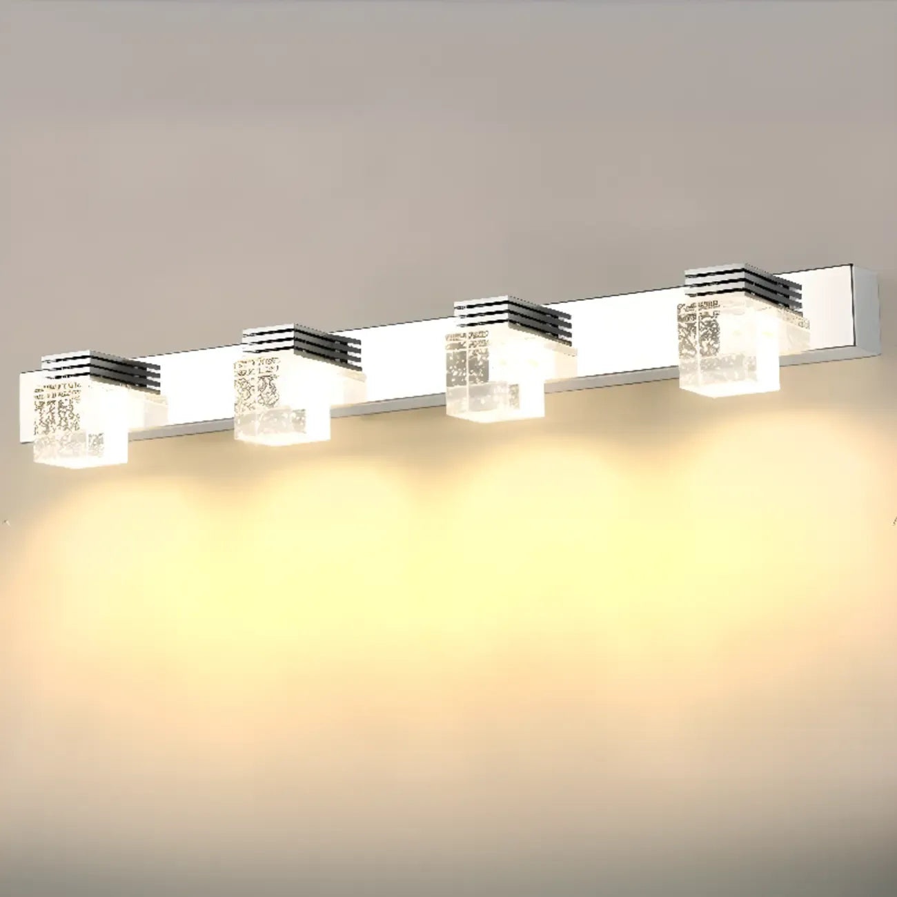 Rectangular Crystal Vanity Light Modern Silver LED for Bathroom