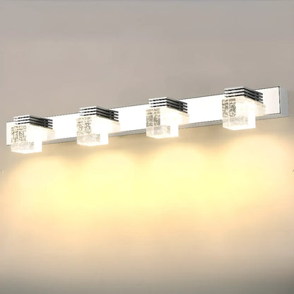 Rectangular Crystal Vanity Light Modern Silver LED for Bathroom