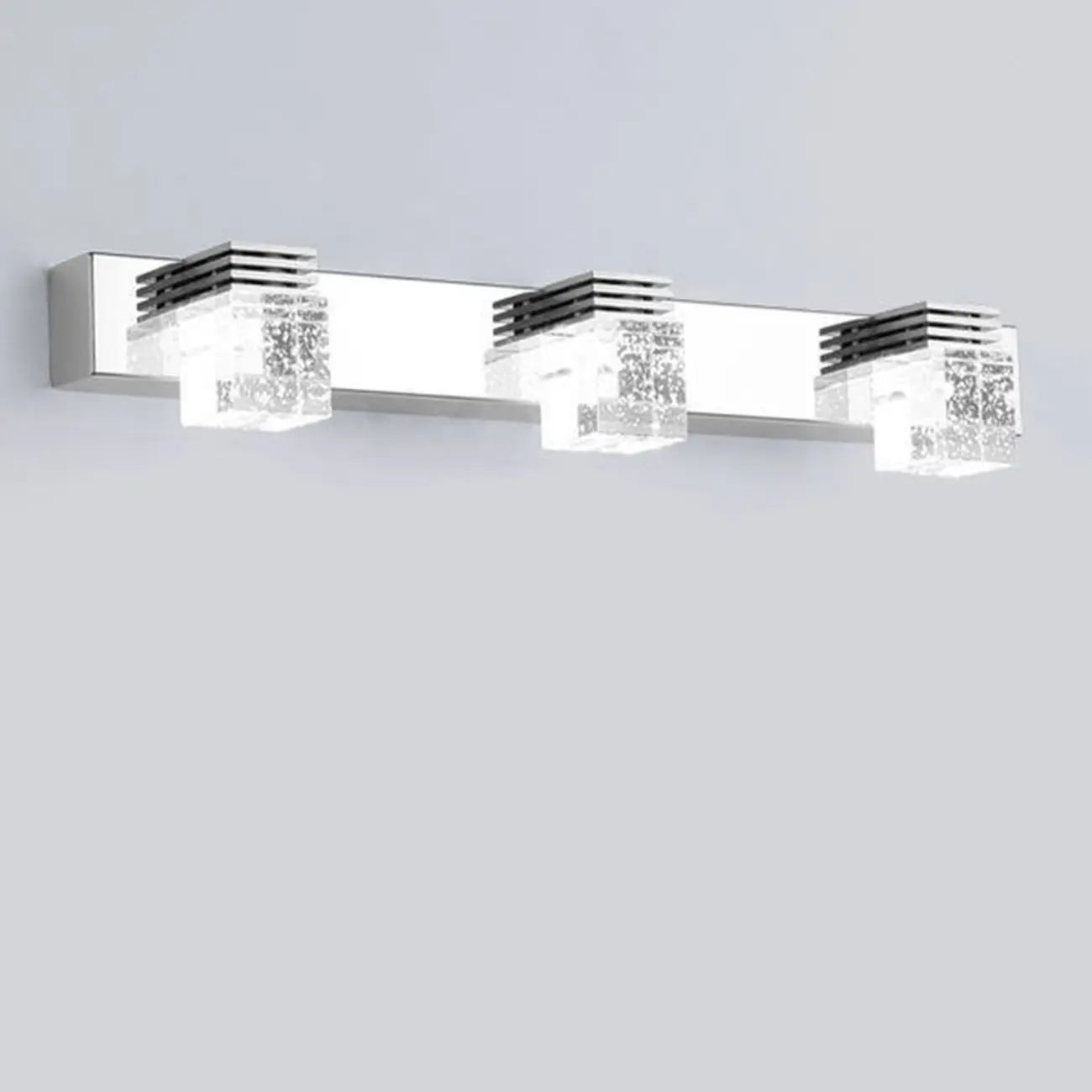 Rectangular Crystal Vanity Light Modern Silver LED for Bathroom