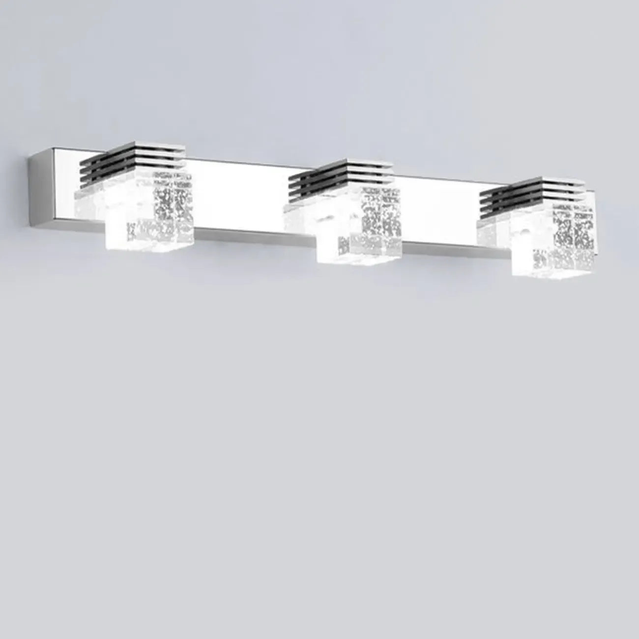 Rectangular Crystal Vanity Light Modern Silver LED for Bathroom